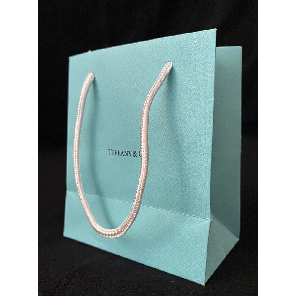 Tiffany Co Paper Reusable Shopping Bag Rope Handle Green 6" x 5 " x 3"